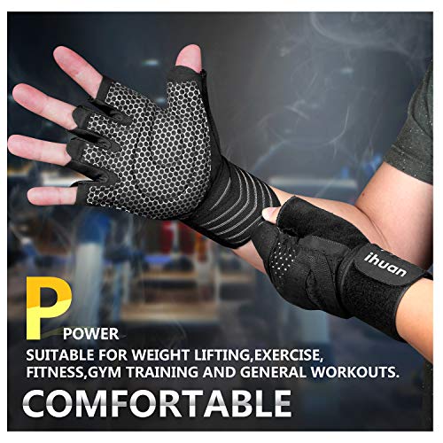 Updated 2021 Ventilated Weight Lifting Gym Workout Gloves Full Finger with Wrist Wrap Support for Men