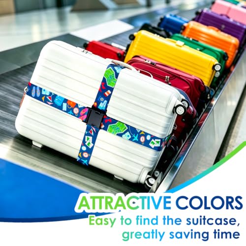 Image of Gutsdoor 2 Pack Luggage Straps for Suitcases, Adjustable Travel Belt, Suitcase Straps with Dual Lock, Quick Release, Over Handle, Luggage Connector Straps & Bright Luggage Belt. (Vacation Mode)