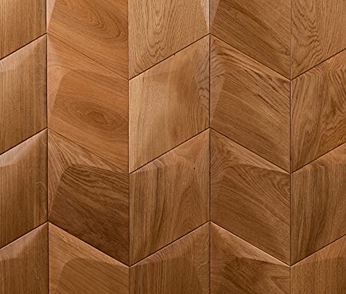 Panel de madera 3D CARO PLUS triangular en roble marrón oscuro C05 para pared 3
