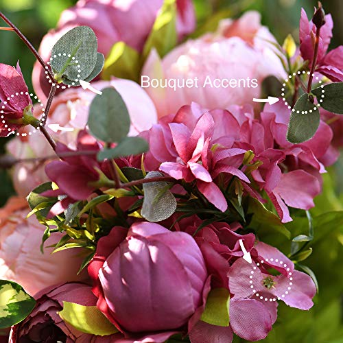 Image of FiveSeasonStuff Vintage Artificial Peonies Silk Flowers and Hydrangeas for Wedding Bridal Home Decor - Beautiful Floral Centerpiece Arrangement Decoration with 2 Bouquets (Mixed Fandango)