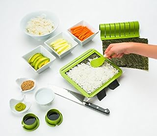 SushiQuik Super Easy Making Kit Complete With Roll Cutter, Rice Paddle, Pre-Measured Rice