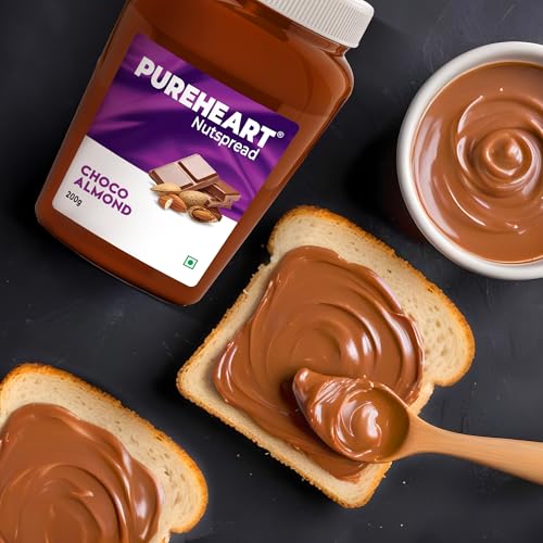 Image of Pureheart Choco Almond Nut Spread (200 gm) Delicious, Smooth and Creamy Snack, Nutty Chocolate Almond Spread for Breakfast