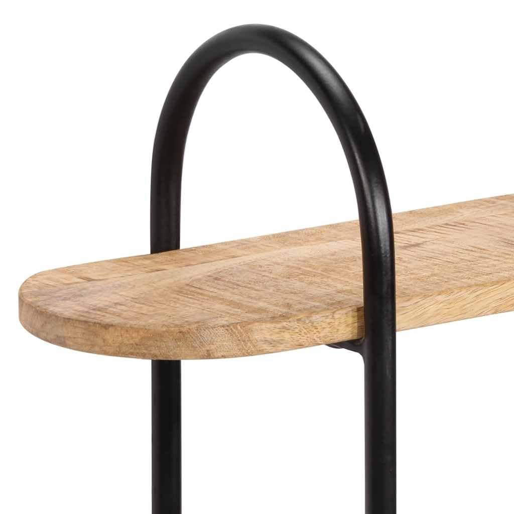 Estantería de pared 90 x 20 x 116,5 cm, madera maciza de mango y hierro, estantería de pared de estilo industrial, estantería estable para salón y oficina, estantería decorativa suspendida, de