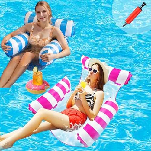 2 Stück Luftmatratze Pool Aufblasbare Wasserhängematte Pool Aufblasbar Wasser Hängematte 4 In 1 Aufblasbare Wasserspielz...