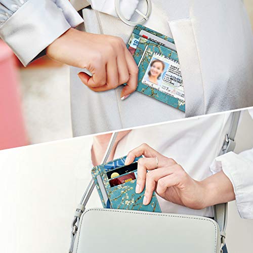 Image of FINTIE Slim Minimalist Front Pocket Wallet, RFID Blocking Credit Card Holder Card Cases with ID Window for Men Women (Blossom)