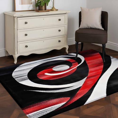Tapete decorativo rojo negro 2.7x5 pies miniatura 4
