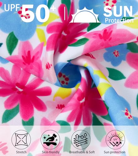 Image of UNIFACO Toddler Girls Swimsuit Rashguard Set Summer Beach Breathable Tankini with UPF 50+ Sun Protection 2-8T