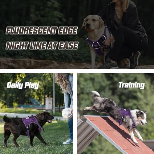 Image of AUROTH Tactical Dog Harness for Large Dogs - Purple, No Pull, Adjustable, Reflective, Molle System for Gear Carrying