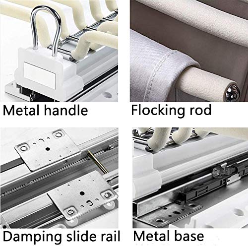 Myoyay Pull Out Trousers Rack 22 Arms Steel Pull Out Pants Rack Pants Hanger Bar Clothes Organizers For Closet For Space Saving And Storage Maximum Load 33Lbs Beige 23.4X18X5.7Inch #TOP6