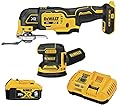 DEWALT 20V MAX Orbital Sander and Oscillating Tool, Cordless Woodworking 2-Tool Set with 5ah Battery and Charger (DCK202P1)