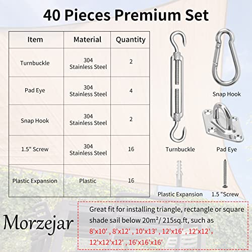 Sun Shade Sail Hardware Kit - 5 Inch 304 Stainless Steel Sunshades Canopy Installation Kit For Install Rectangle & Triangle Shade Sails Deck Garden Lawn Patio Outdoor Metal Sail Shade Hardware Kit #TOP1