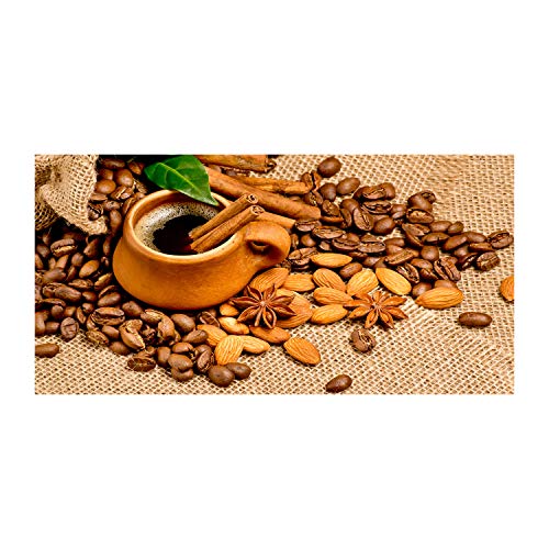 Tirages sur toile 100x50 cm brun Tulup avec grains de café et une tasse pour cuisine