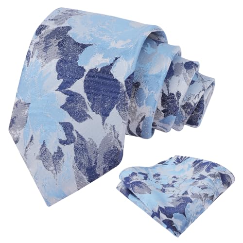 Image of Alizeal Mens 3.15'' Light Color Rustic Tie Handkerchief | with Flower Printed Handkerchief for Wedding Business Daily Wear