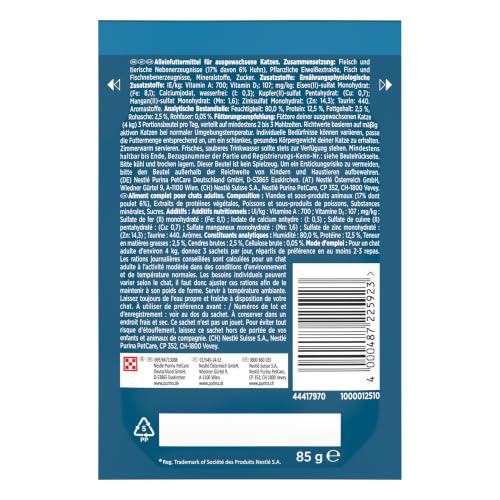 GOURMET Perle Erlesene Streifen, Katzenfutter nass, mit Huhn, 26 x 85g