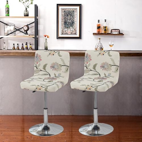 Image of FUANGUI Bar Stool Covers with Backs, 4 Pack Stretch Bar Stool Chair Covers, Knitted Jacquard Bar Stool Covers,Washable Bar Chair Covers Swivel Barstool Slipcovers,12