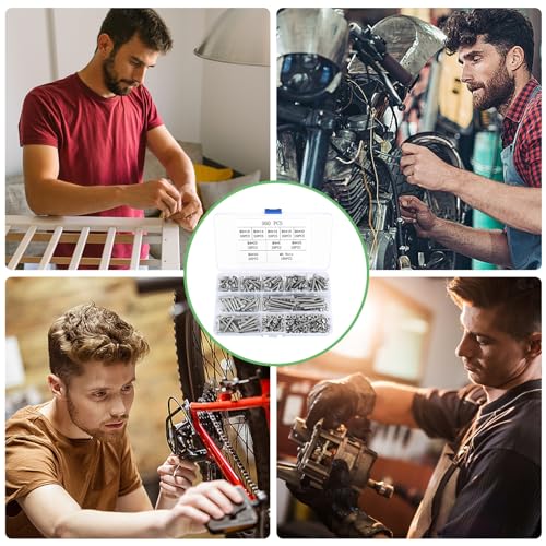 \M4 Schrauben Set, 360 Stück Linsenkopf Sechskantschrauben Mit Muttern Kit, Gewindeschrauben, Maschinenschrauben, Sechskantkopfschrauben Sortiment - M4\