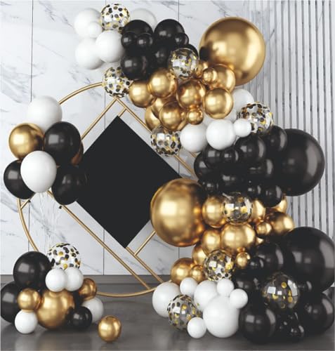 Image of Balloon Decoration Kit - 61 Pcs Black & Golden Balloons for Birthday, Weddings, Anniversary & New Year Events Garland Set | Birthday Decoration Items for Kids & Adults