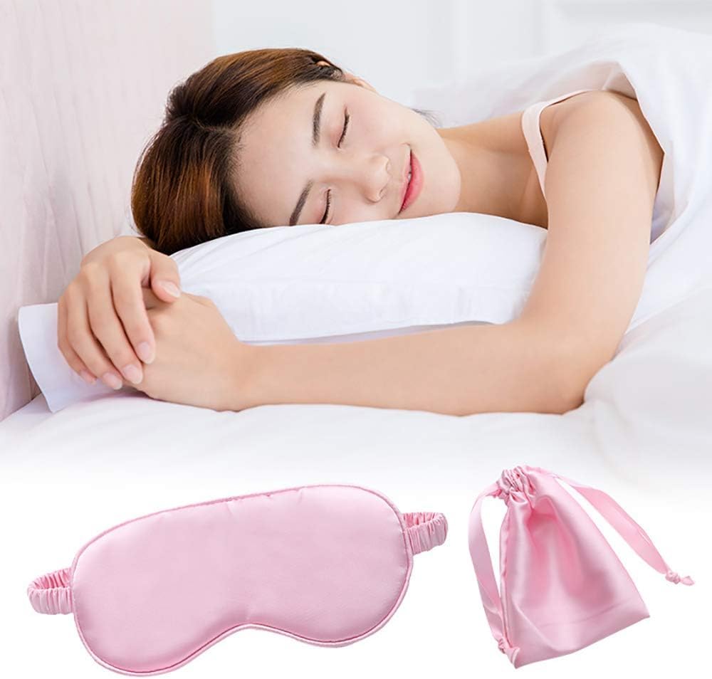 Augenmaske for Schlafen, Schlafhilfe, Augenbinde, 4 Stile, blockiert Licht, mit Tragetasche, ultraweich, for Schlafen, Entspannen und Reisen an Bord von Zug oder Flugzeug (Pink) (Farbe: Rosa, Größe: E