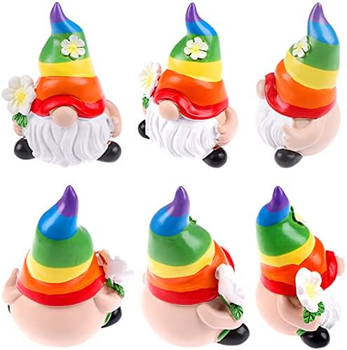 Garden Rainbow Gnome Resin Statue, Faceless Doll Figures Miniature Home Decoration for Lawn Ornaments Indoor or Outdoor Patio Deck Yard Garden Lawn Porch-4 x 4 x 10 cm/ 1.57 x 1.57 x 3.94 Inches