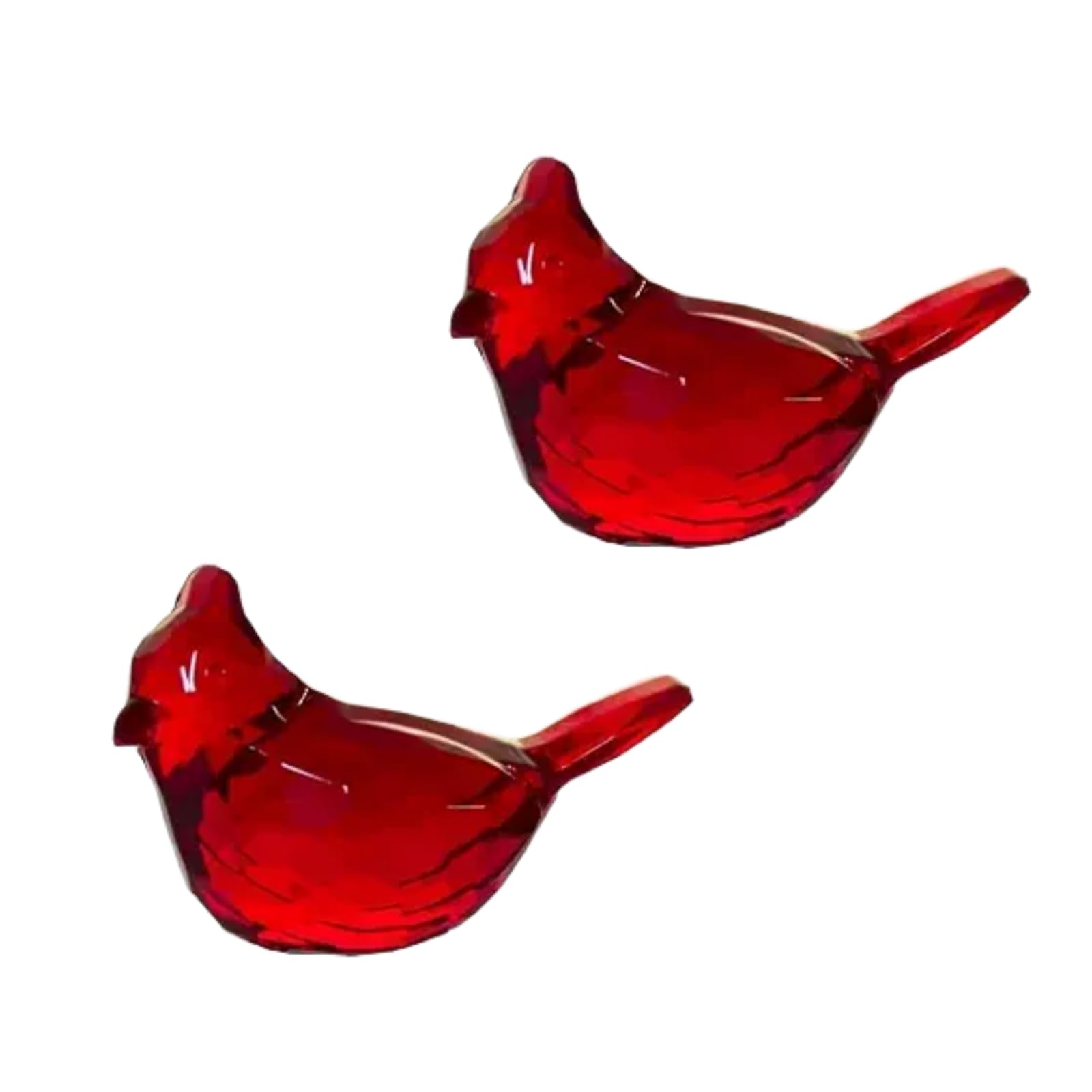 HDouii 2Pcs Red Acrylic Cardinal Figurine Home Decor Glass Red Bird Statue for Illuminated Home Display Collectible Figurines Décor Accents