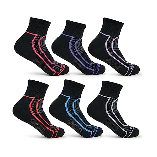Fruit Of The Loom Women's Coolzone Cotton Ankle Socks (6 Pack), Black Assortment 1, Medium (4-10) #TOP29