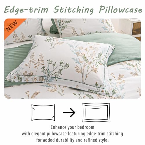 Aleissel COTTON COMFORTER SETS Natural Cotton 3Pcs Botanical Comforter Sets Queen Size-Green Comforter thumb #4
