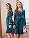 GRACE KARIN Girls Long Sleeve Holiday Dress, Teen Girl Teal Velvet Winter Dress, Kids Fall Formal Party Dresses Size 10