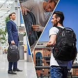 Swissdigital Design Travel Backpack for Women or Men, TSA Friendly USB Charging RFID Protection Business Carry on Bag Fits 15.6" Laptop Backpack Black | J14-BR