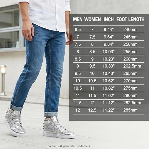 Image of IGxx Glitter Rivet Shoes Men Disco Punk High Top Women Sneakers
