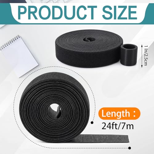 Image of WILLBOND 1 Roll of Fastening Tape Cable Ties Reusable Fastening Nylon Tape Double Side Hook Roll Hook and Loop Straps Wires Cords Management Wire Organizer Straps (1 Inch X 24 ft)