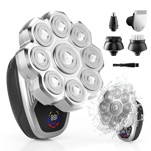 Electric Razor for Men,Head Shavers for Bald Men,5-in-1 Electric Razors with Wet & Dry Bald Head Shaver,9D Floating Head Shaver Comes with Magnetic Detachable Blades
