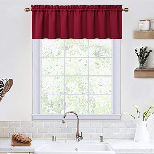 Blackout Valances For Windows Living Room Kitchen Bedroom Thermal Insulated Window Valance Curtains (Burgundy Red, 52X15 Inches) #TOP1
