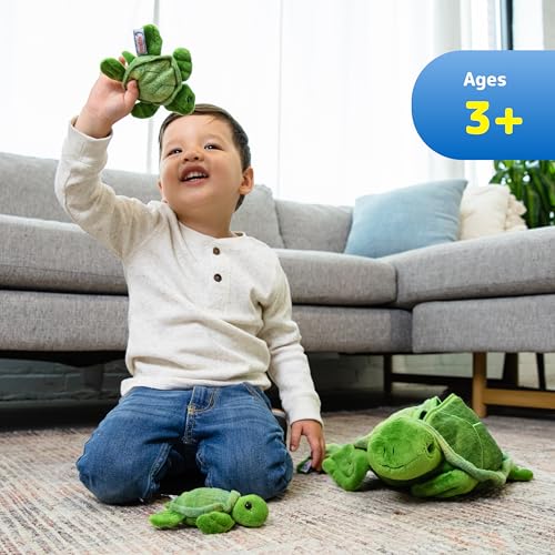 Image of PREXTEX Plush Turtle Toy with 3 Baby Stuffed Turtles - Big Mom with Zipper Storage - Soft Reptile Toys for Kids Ages 3-5 - Cuddly Stuffed Set - Thoughtful Gift for Animal Lovers & Toddlers