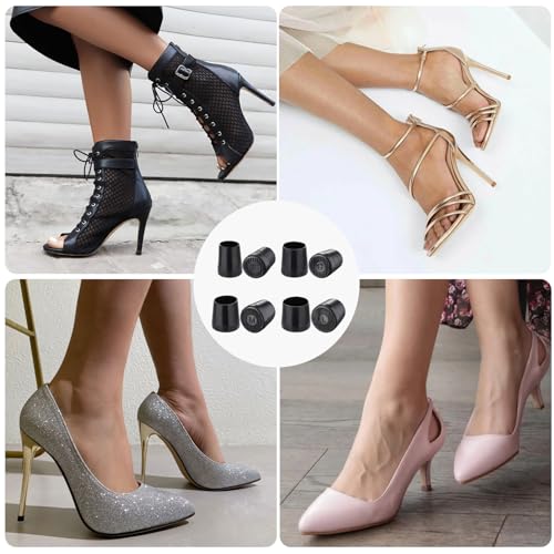 Image of High Heel Replacement Protectors - 4 Pairs Silicone Heels Protection Slip Shoes caps for Weddings, Races, Occasions and Outdoor Events