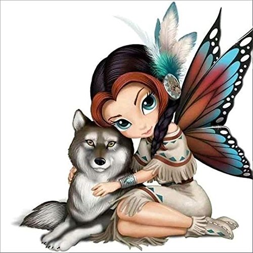 MOTOCO Les peintures carrées de Broderie de Foret Plein 5D Diamant DIY Broderie Diamant Diamond Painting kit Broderie(E:Fée Papillon)