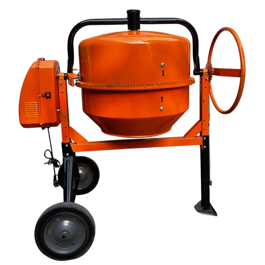 Image of IND 260 Ltr Concrete Mixer Machine | Heavy Duty Mild Steel Body | Portable Concrete Mixer | Single Phase 1200 Watt Pure Copper Motor | Construction & Building Use