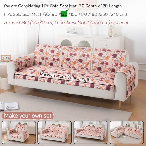 Image of HOKIPO 'Nature Muse' Premium HD Printed Holland Velvet Sofa Cover Mat for 1 /2 /3 Seater & L-Shape Sofa. Make Your Own Sofa Cover Set, Mat 70(D) x 120(L) cm, Autumn Maple (IN-915-D1)
