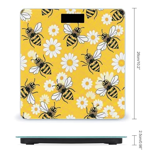 Báscula digital para baño con patrón Daisy Bee LCD 400 lb miniatura 2