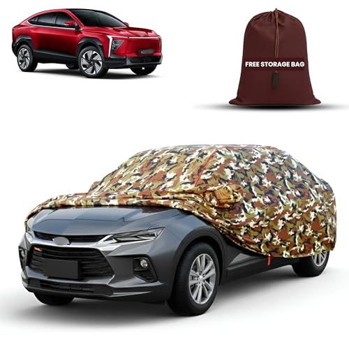 Image of MORNYRAY Car Cover for Mahindra XEV 9e | Fully Waterproof Car Body Cover | with Mirror & Antenna Pocket | Dustproof, Windproof & Anti-Scratch Lining, Camouflage