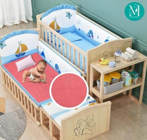 Image of Maximus Waterproof Quick Dry Sheet for Baby Pack of 3 | Bed Pad Extra Absorbent Washable Matress Protector | Bed Protector Sheet for Toddler Children (70x50cm) (Orange, LORANGE & RED, Small)