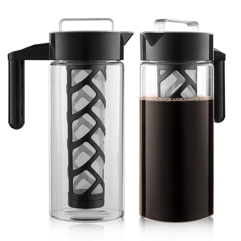 Image of Cold Brew Coffee Maker & Iced Tea Brewer - 1.3L Borosilicate Glass Pitcher with Reusable Mesh Filter - Easy to Clean, Dishwasher Safe - Ideal for Home & Travel
