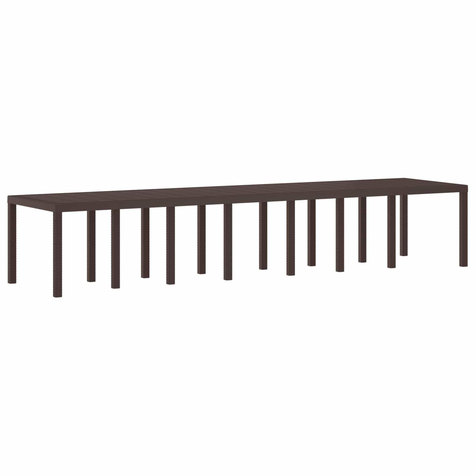 Nowoczesny prostokątny stół ogrodowy, 400 x 100 x 73 cm, z polirattanu w kolorze brązowym, ze stabilną ramą stalową, na taras i do ogrodu