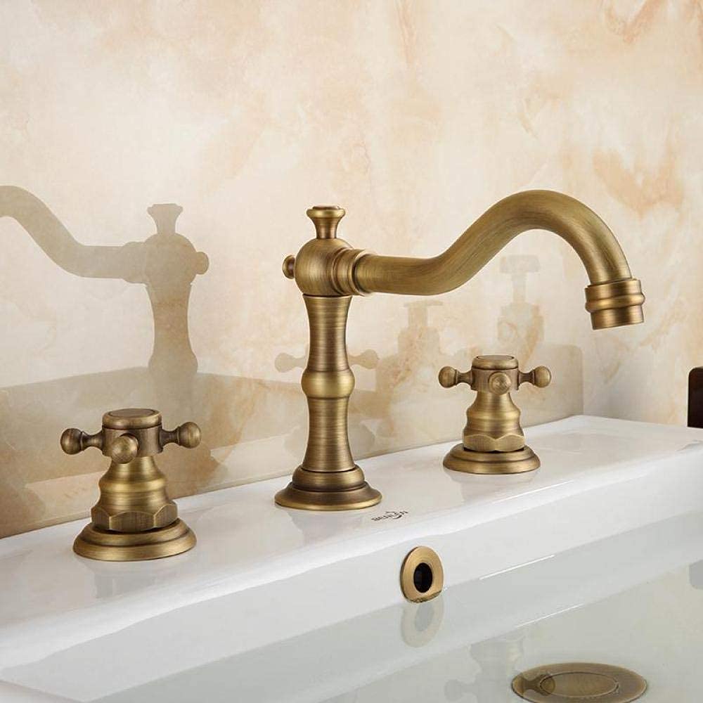 Robinet de lavabo chaud et froid 3 trous anti-corrosion en bronze