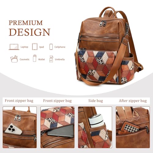 Image of AGLOD Leather Backpack Purse for Women Designer Ladies Shoulder Bag Fashion Faux Work Travel Handbags