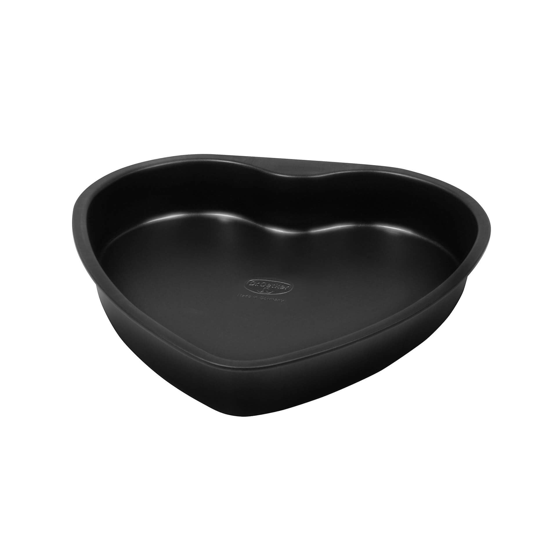 Dr. Oetker Herz-Backform mit Auslaufschutzboden Ø 25 cm, Kuchenform mit Flachboden, herzförmige & auslaufsichere Backform aus Stahl mit Antihaftbeschichtung, Menge: 1 Stück