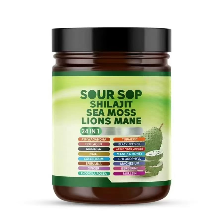 Soursop 24 w 1 - do przeciwutleniania, wspomagania mózgu i stawów oraz skóry - Codzienne wsparcie wellness, wegańskie, bez GMO
