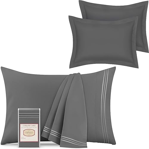 Mellanni 2 fundas de almohada + 2 fundas de almohada Bundle&Save - Ropa de cama de lujo de hotel - El paquete incluye: 2 fundas de almohada tamaño