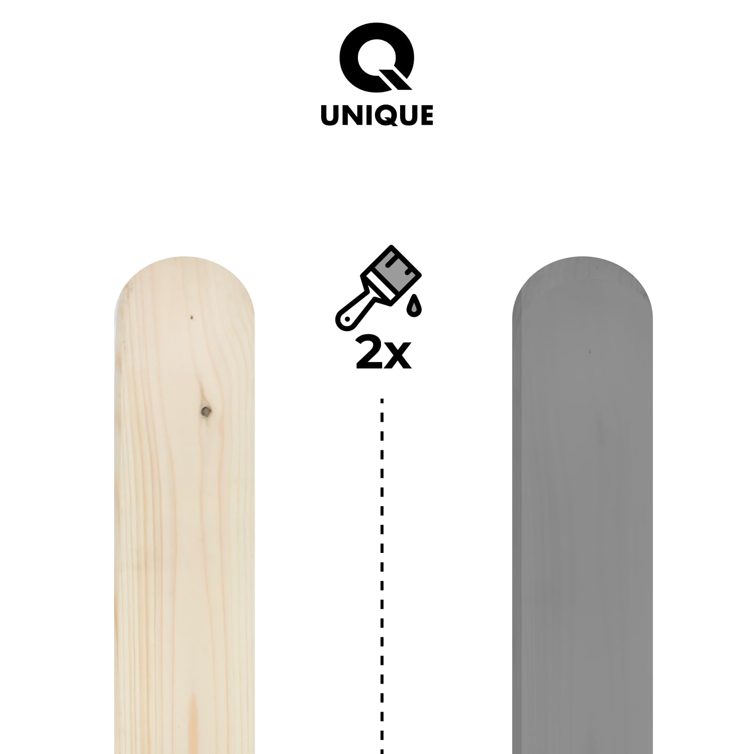 Q UNIQUE Deckende Holzfarbe Innen & Außen – Wasserbasierte Wetterschutzfarbe für Holz, MDF, HDF & OSB – UV-beständig, wetterfest – Für Gartenmöbel & Holzzaun – Hochglanz, Satin, Halbmatt