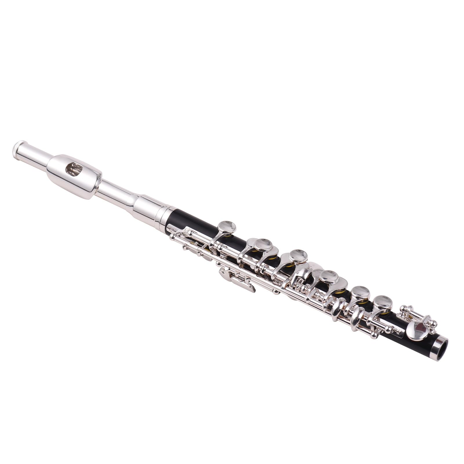 GOWENIC Elegancka, Posrebrzana Czarna Rurka ABS Piccolo Flute, Klucz Piccolo C dla Początkujących z twardą obudową, Drążek do Czyszczenia i