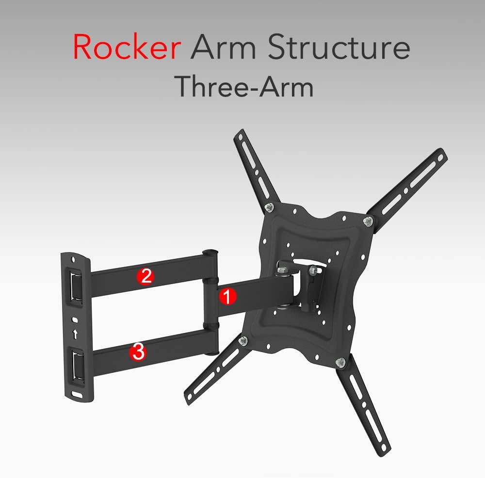 Wall Mount Articulating TV Bracket - TV Mount Swivel and Tilt -5°~15° for Most 26-55" Inch TVs - Full Motion Wall Mount Bracket TV Stand with Spirit Level - Max VESA 400x400mm, Up to 66lbs - Black